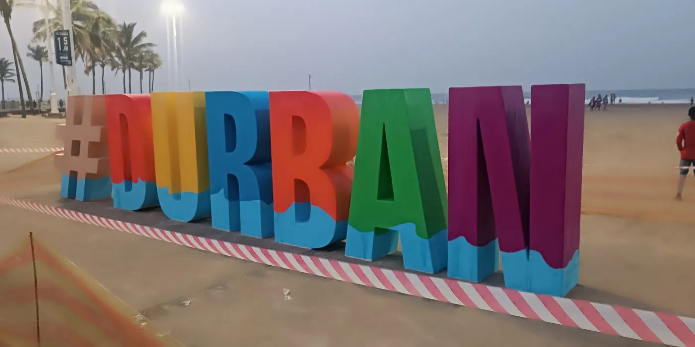 Colourful #DURBAN letters on the South Beach promenade